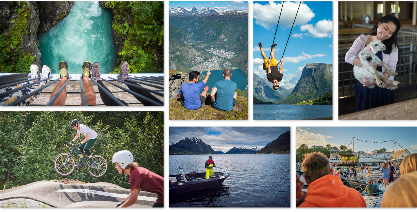 Samanstilling av dei sju illustrasjonsbilda til kampanjen.