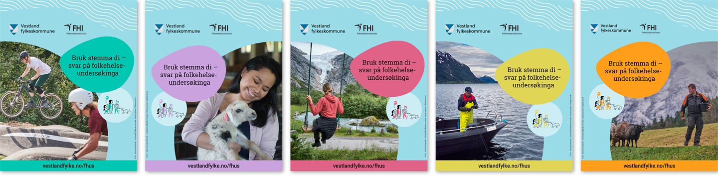 Samanstilling av dei ulike SOME-plakatane.