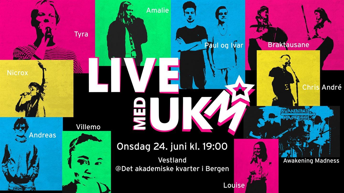 illustrasjon som syner "plakat" for UKM live 24. juni 2020