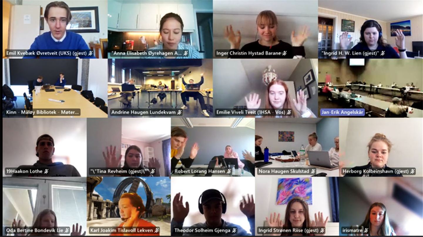 ENGASJERT UNGDOM: Fylkesting for ungdom hadde digitalt møte og vedtok kva saker dei skal jobbe med framover.