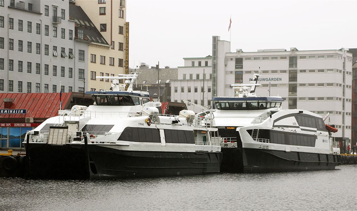 NULLUTSLEPP: Den første hurtigbåten i Vestland med nullutslepp blir planlagt for hydrogen. (foto: Bjarte Brask Eriksen/Vestland fylkeskommune)