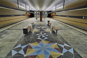 Underjordiske bybanestoppet på Haukeland. Foto.