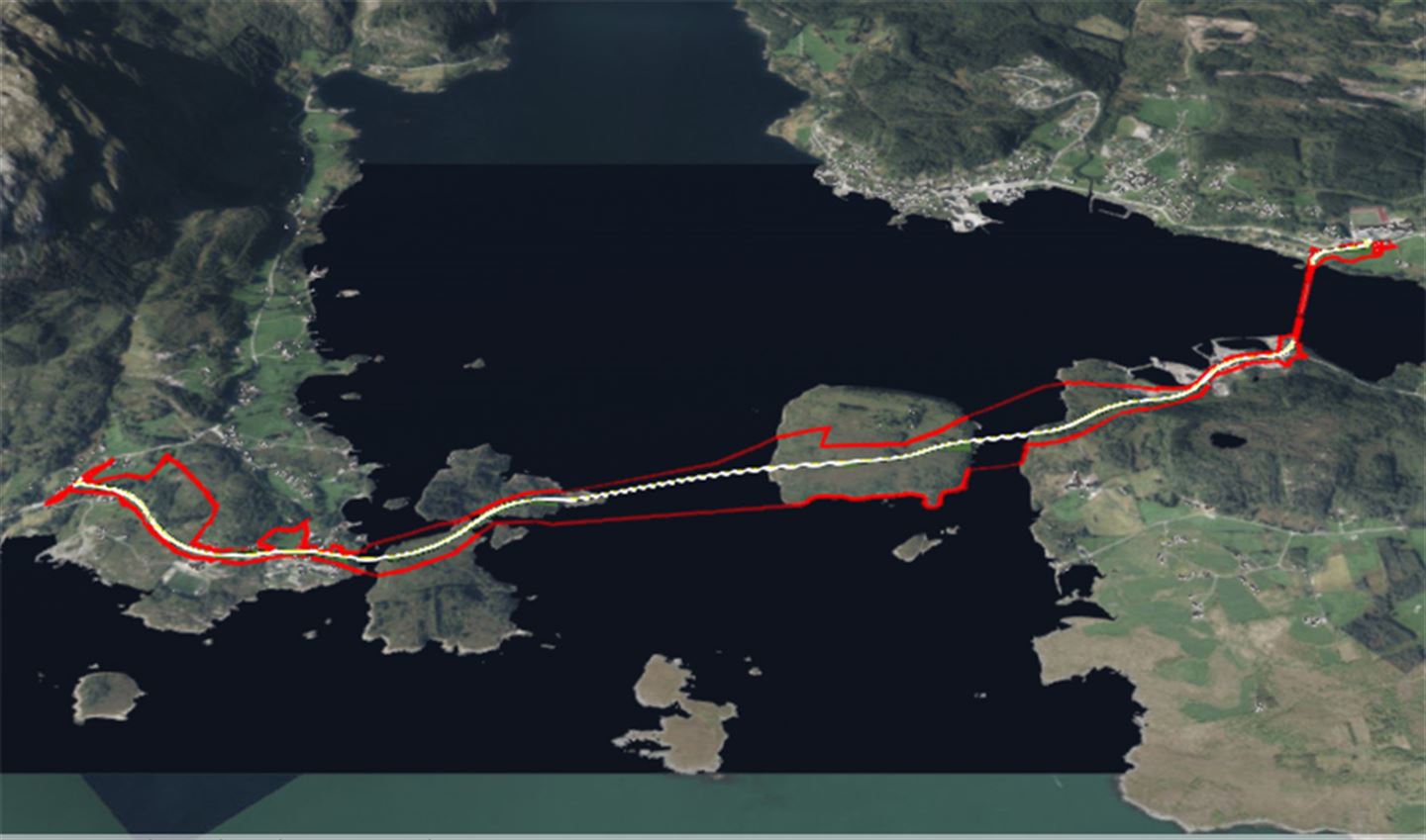 kart og illustrasjon som syner kvar brua over Granesunder i det planlagde Atløysambandet kjem.