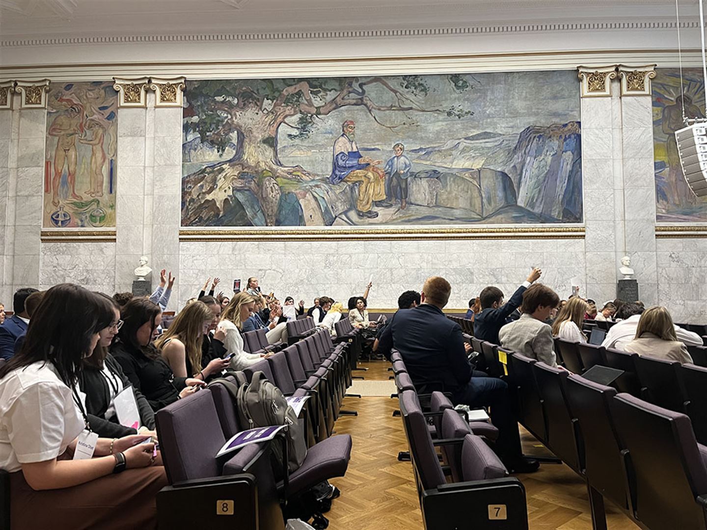 foto frå generalforsamlinga under europeisk ungdomsparlement i Oslo i september 2022