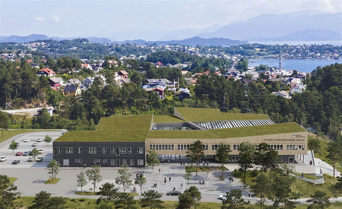 NY: Den nye vidaregåande skulen på Stord blir plassert på Vabakkjen og skal stå ferdig i 2025. Foto: Consto
