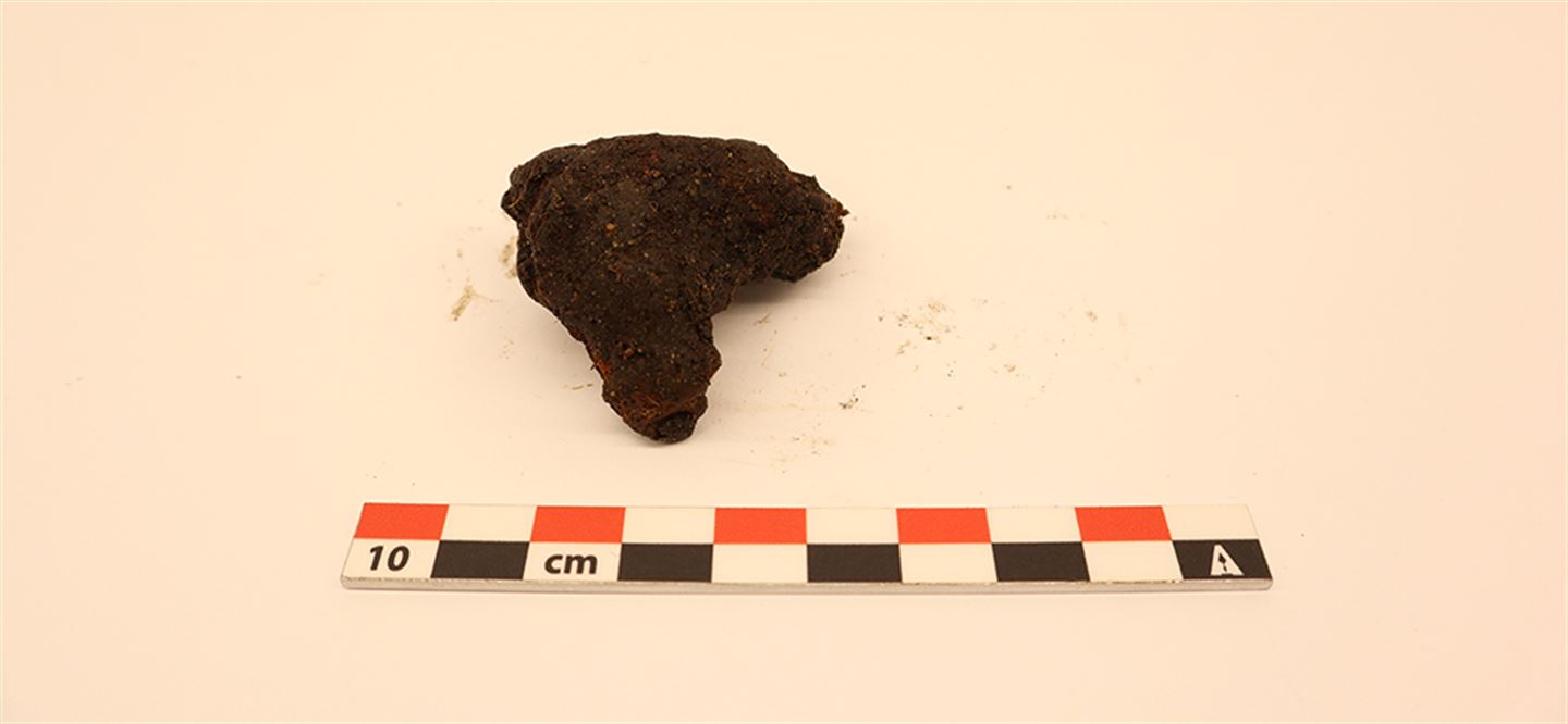 Stilken og litt av hovudet til ein båtnagle frå vikingtida.