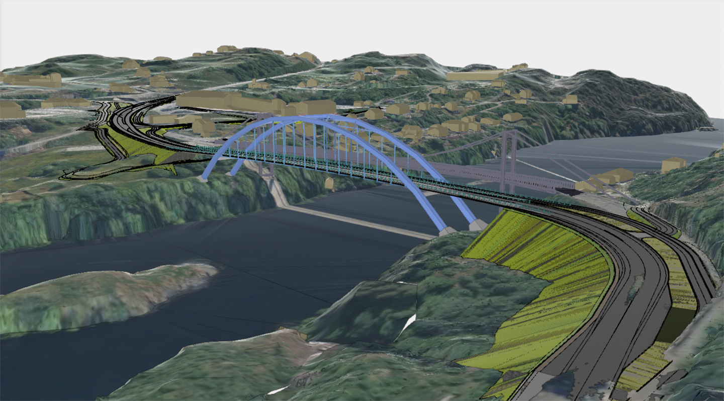 illustrasjon av ny bru. 3D-modell