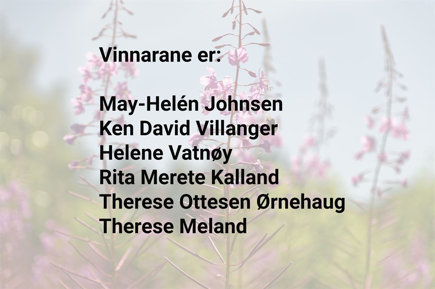 plakat med navn på vinnarar av sommerkonkurransen.