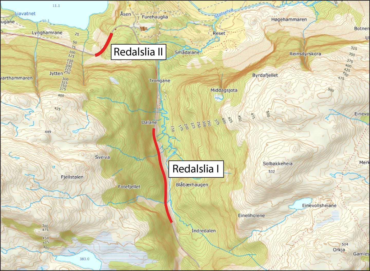 Skredsikring Redalslia I og Redalslia II
