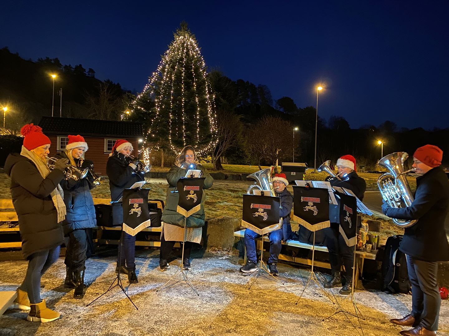 Musikantar som spelar i parken. 